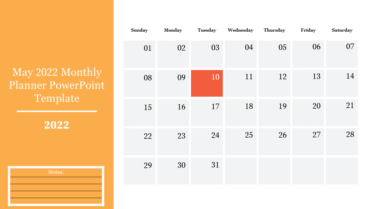 May 2022 Monthly Planner PowerPoint Template